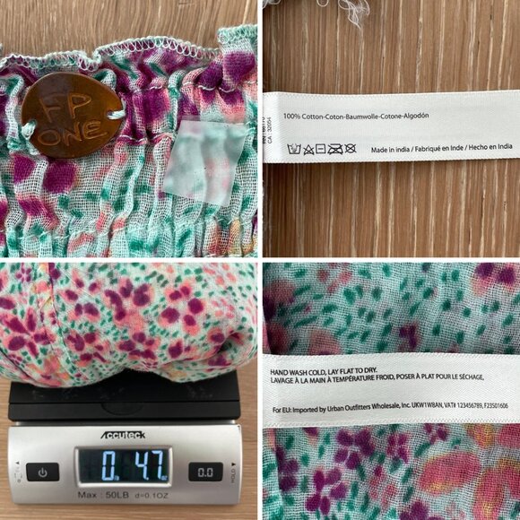 Free People Romper Women Small Shorts Sammi Floral Smocked Boho FP One 83224097 - Picture 12 of 12